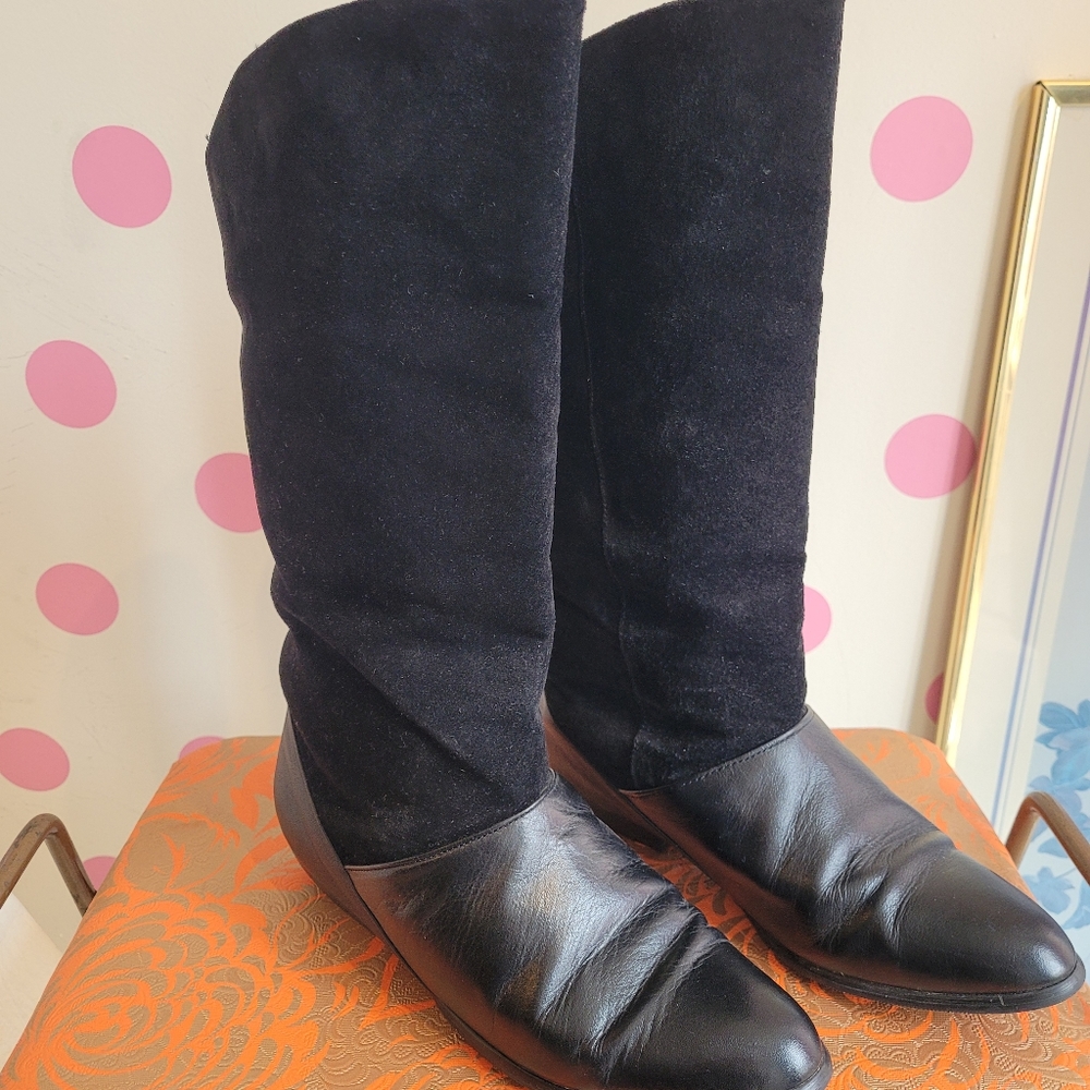 Vintage 80s Joyce black suede boots
